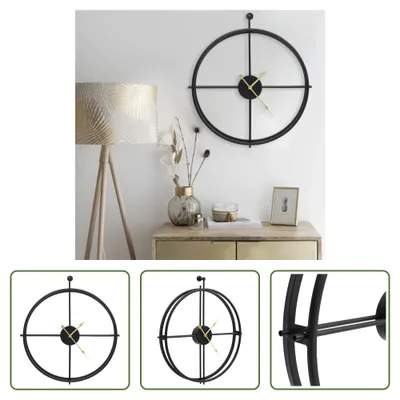 Image de The Living Store Horloge murale noir 52 cm fer