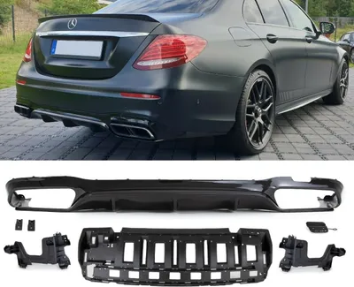 Produktbild von SET Heckdiffusor Schwarz Hochglanz passend für Mercedes E-Klasse W213 AMG Sport nicht E63