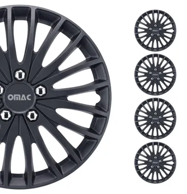 Productafbeelding van 15-inch universele wieldeksels, zwarte ABS-kunststof, set van 4 stuks