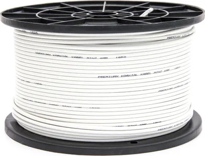 Produktbild von PremiumX 200m Mini Koaxial Sat Kabel 4mm Weiß Koax Antennenkabel 2-fach geschirmt