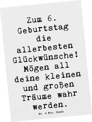 Produktbild von Mr. & Mrs. Panda Grußkarte Spruch 6. Geburtstag Glückwünsche - Weiß - Geschenk, Geburtstagskarten, Happy Birthday, liebevolle Wünsche, Alles gut zum, Ansichtskarte
