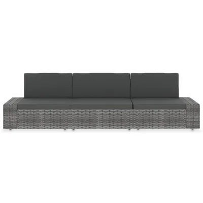 Produktbild von vidaXL Modulares 3-Sitzer-Sofa Poly Rattan Grau
