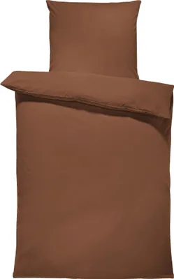 Produktbild von 4 teilig Uni Bettwäsche 155x220 cm braun Einfarbig Renforce Baumwolle Übergröße