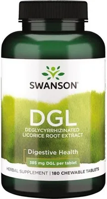 Produktbild von DGL Deglycyrrhizinierter Süßholzwurzelextrakt 385 mg 180 Kautabletten Swanson Health Products