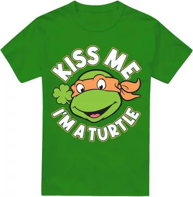Productafbeelding van Teenage Mutant Ninja Turtles - "Kiss Me" T-shirt voor heren - Sint Patrick's Dag - TV6388 (maat M) (Iers groen)