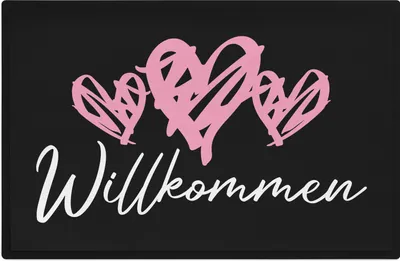 Produktbild von Trendation - Willkommen Herz Grafik Fußmatte Geschenk Schöne Fussmatte Außen und Innenbereich 60x40 cm