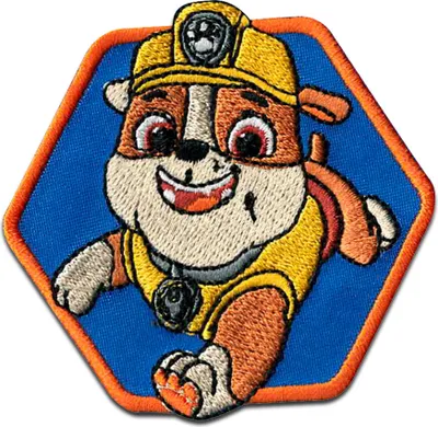 Produktbild von Comercial Mercera Paw Patrol Rubble Kinder - Aufnäher, Bügelbild, Aufbügler, Applikationen, Patches, Flicken, zum aufbügeln, Größe: 6,1 x 5,4 cm