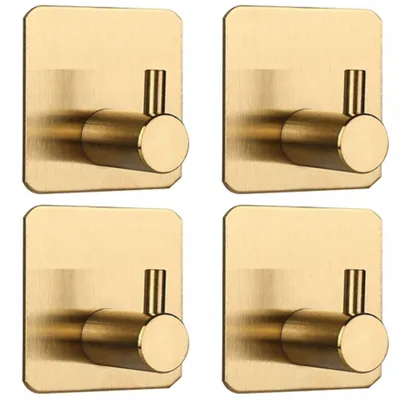 Produktbild von Klebehaken 4er Set gold Edelstahl wasserfest ohne Bohren Küche Bad 3M