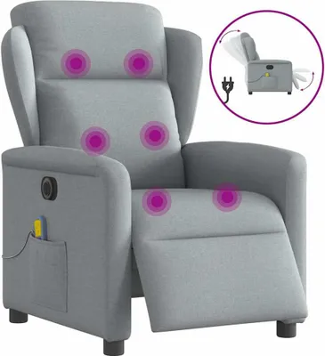 Obrázek produktu pro Elektrické masážní polohovací křeslo světle šedé textil