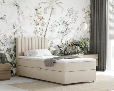 Produktbild von Boxspringbett 90x200 EVEREST, mit Topper, mit Bettkästen,  Einzelbett, Beige, Panda Möbel