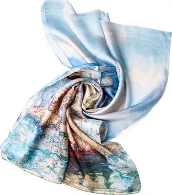 Produktbild von Seidenschal Halstuch Schal Chiffon blau maritim 180x110cm