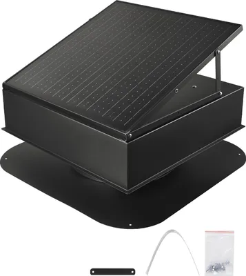 Zdjęcie produktu dla Wentylator solarny VEVOR, 35 W inteligentny solarny wentylator dachowy z termostatem, 67960 l/min objętości powietrza do chłodzenia i osuszania