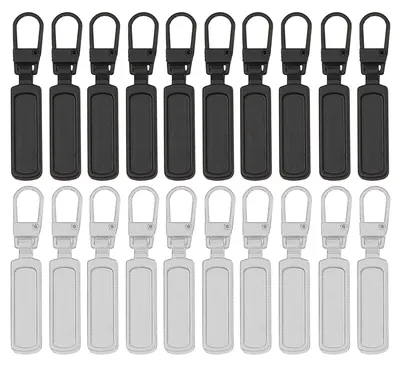 20-teiliges Set Reißverschluss-Anhänger aus Metall, schwarz & silber