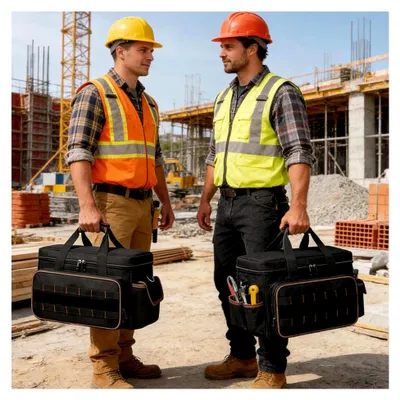Produktbild von Werkzeugtasche Für Elektriker | Großes Fassungsvermögen Mit Box-Fach, Gürtel Und Gepolstertem Griff - Tragbare Tasche Als Organizer Für Werkzeuge | Für Elektriker Mechaniker Bau Reise Garten Arbeit