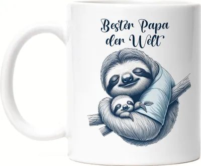 Produktbild von Bester Papa der Welt Faultier Tasse Weiß Familie Vatertag Liebevolles Motiv