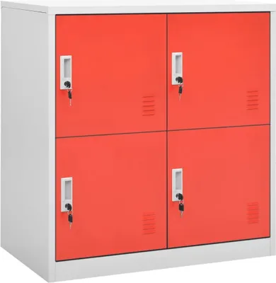 Produktbild von Schließfachschrank Hellgrau und Rot 90x45x92,5 cm Stahl