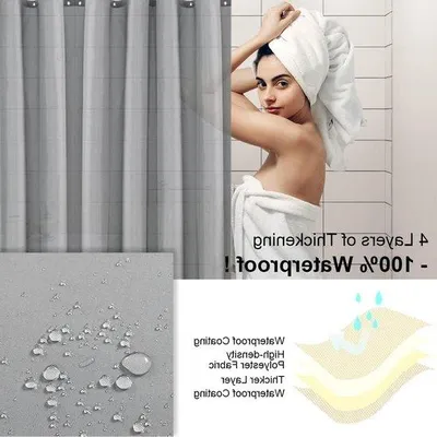 Immagine prodotto di Tenda da doccia in poliestere - antimuffa, impermeabile, lavabile - con 8 ganci - 100 x 180 cm - grigia