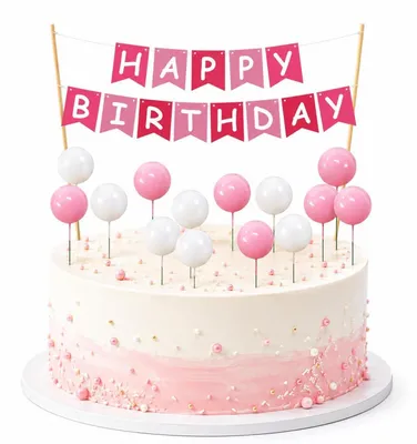 Produktbild von Tortendeko Mini Girlande Cake Topper Geburtstag Rosa Weiß