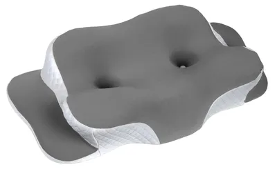 Image de Coussin de soutien cervical en mousse à mémoire de forme, design ergonomique, housse lavable, couleur gris foncé