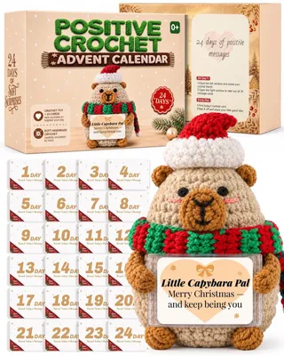 Productafbeelding van Adventskalender 2026 met gehaakte knuffel en 24 affirmatiekaarten Capybara