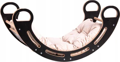 Produktbild von Montessori-Holzschaukel für Kinder Babylike+Kissen, Kletterbogen Bogenwippe Kletterleiter Kinder, Geschenk für Baby