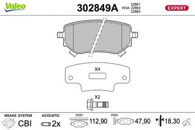 Image de Jeu de plaquettes de frein VALEO arrière pour MERCEDES-BENZ Classe X Pick-up (470) 302849A
