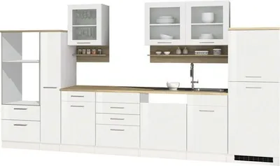 Obrázek produktu pro Kuchyňský blok Held Möbel Mailand 370 cm barva čela bílá vysoce lesklé barva korpusu bílá matný