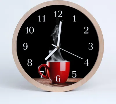 Produktbild von Holzuhr 30fi cm wanduhr - Kaffeetasse Wohnzimmer