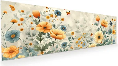 Produktbild von Glasbild 120x40cm in XXL für Wohnzimmer, Schlafzimmer Motiv Blumenwiese