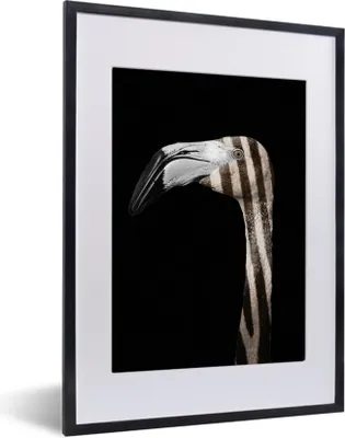 Produktbild von MuchoWow® MuchoWow® Gerahmtes Poster Flamingo - Porträt - Zebra 30x40 cm - Poster mit zchwarzem Bilderrahmen - Wandposter Schlafzimmer