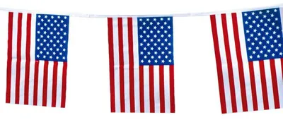 Produktbild von USA Flaggen Girlande, weiß/rot/blau, Kunststoff, 4 m lang, Flaggen 30x20,5 cm