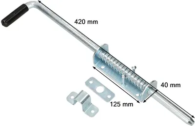 Zdjęcie produktu dla KOTARBAU® rygiel sprężynowy 420 mm rygiel bramy rygiel zamka rygiel drzwi mechanizm blokujący zasuwa bramy zasuwa drzwi rygiel zamka bramy zasuwa podłogowa ocynkowana