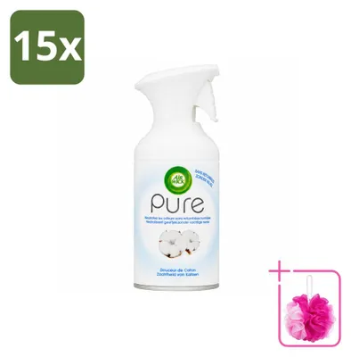 Imagen del producto de 15 aerosoles de Air Wick, aroma "Suavidad de algodón", 250 ml, pack económico, 15 unidades