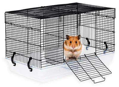 Image de Cage pour petits rongeurs, hamster, souris, avec poignée de transport, noire, marque Petsi