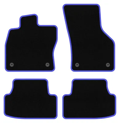 Image de Tapis de sol en moquette pour Volkswagen e-Golf 2014-2019 (à hayon) – jeu 4 pièces, noir/bleu, sur mesure – Wielganizator CARLUX