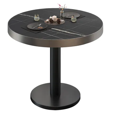 Produktbild von BN | Bistrotisch | Ø:H 60 x 72 cm | Edelstahl Rand | Schwarz Marmor / Schwarz | Rund | Bistrotisch Tisch