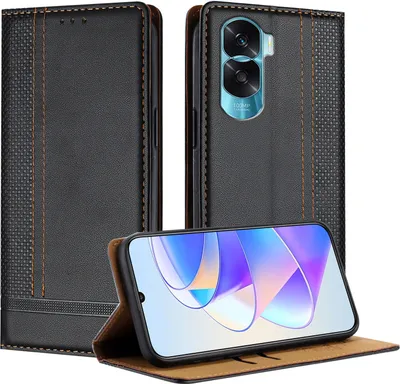Obrázek produktu pro Pouzdro pro Honor 90 Lite kožené flipové pouzdro s funkcí stojánku černé
