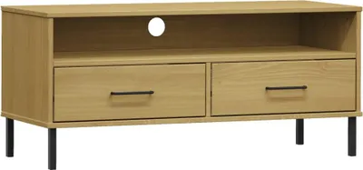 Produktbild von vidaXL TV-Schrank OSLO mit Metallbeinen Braun Massivholz Kiefer