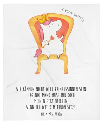 Produktbild von Mr. & Mrs. Panda Decke Einhorn König - Weiß - Geschenk, Bundeskanzler, Prinzessin, Unicorn, Bettüberwurf, Plaid, Kuscheldecke, Krone, Tagesdecke, Bettdecke