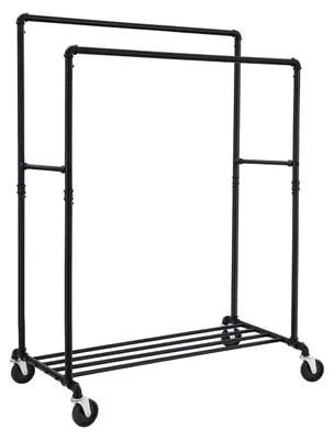 Obrázok produktu pre Vešiak na oblečenie – vintage štýl – úsporný dizajn – mobilný – 100 x 146/162 x 59 cm