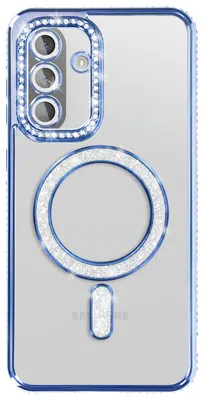 Productafbeelding van Avizar, hoesje voor Galaxy A56 / A36, compatibel met MagSafe, met strassteentjes aan de rand, blauw
