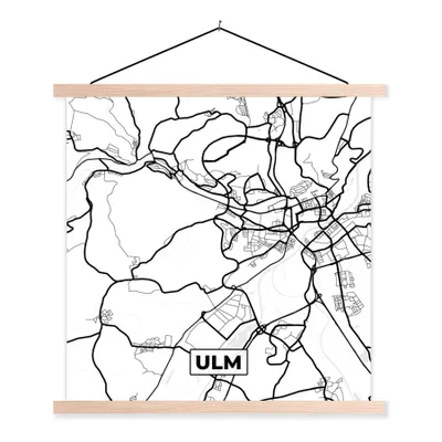 Produktbild von MuchoWow® Textilposter Karte - Ulm - Stadtplan 60x60 cm mit holzfarbenen Rahmen - Wanddekoration
