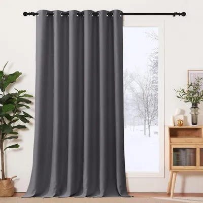 Image de Rideau occultant gris pour salon, séparateur de pièce, dimensions : 245 cm de hauteur x 200 cm de largeur (lot de 1)