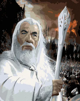 Image de Zuty - Peinture par numéros - PORTRAIT DE GANDALF (LE SEIGNEUR DES ANNEAUX), 40 x 50 cm, toile tendue sur châssis