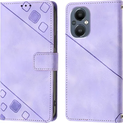 Produktbild von Hülle für OnePlus Nord N20 5G/OPPO Reno7Z 5G/Reno7 Lite 5G/Reno8 Lite 5G Prägung Flip Leder Brieftasche Schutzhülle mit Ständer Lila