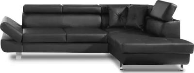 Image de Best Mobilier Lisbona - Canapé d'angle droit convertible - enPolyuréthane- avec têtières réglables , Noir