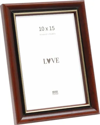 Produktbild von Bilderrahmen Holz mit Goldzierleiste 10x15 cm Braun Deknudt S407H2