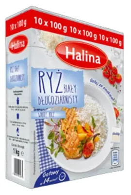 Zdjęcie produktu dla Ryż Halina biały długoziarnisty 10X100g