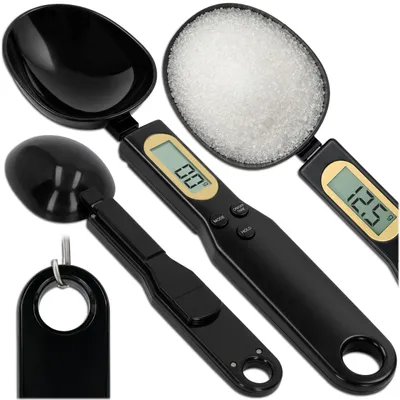 Produktbild von KRUMAD Digitale Löffelwaage 0,1 g präzise bis 500 g, Küchenwaage mit LCD Display, Messlöffel Gramm, Feinwaage für Gewürze, Backen & Kochen