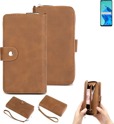 Produktbild von K-S-Trade Handyhülle Schutzhülle kompatibel mit Oppo Reno5 A 5G & Portemonnee Tasche Handytasche Case Etui Geldbörse Wallet braun (1x)
